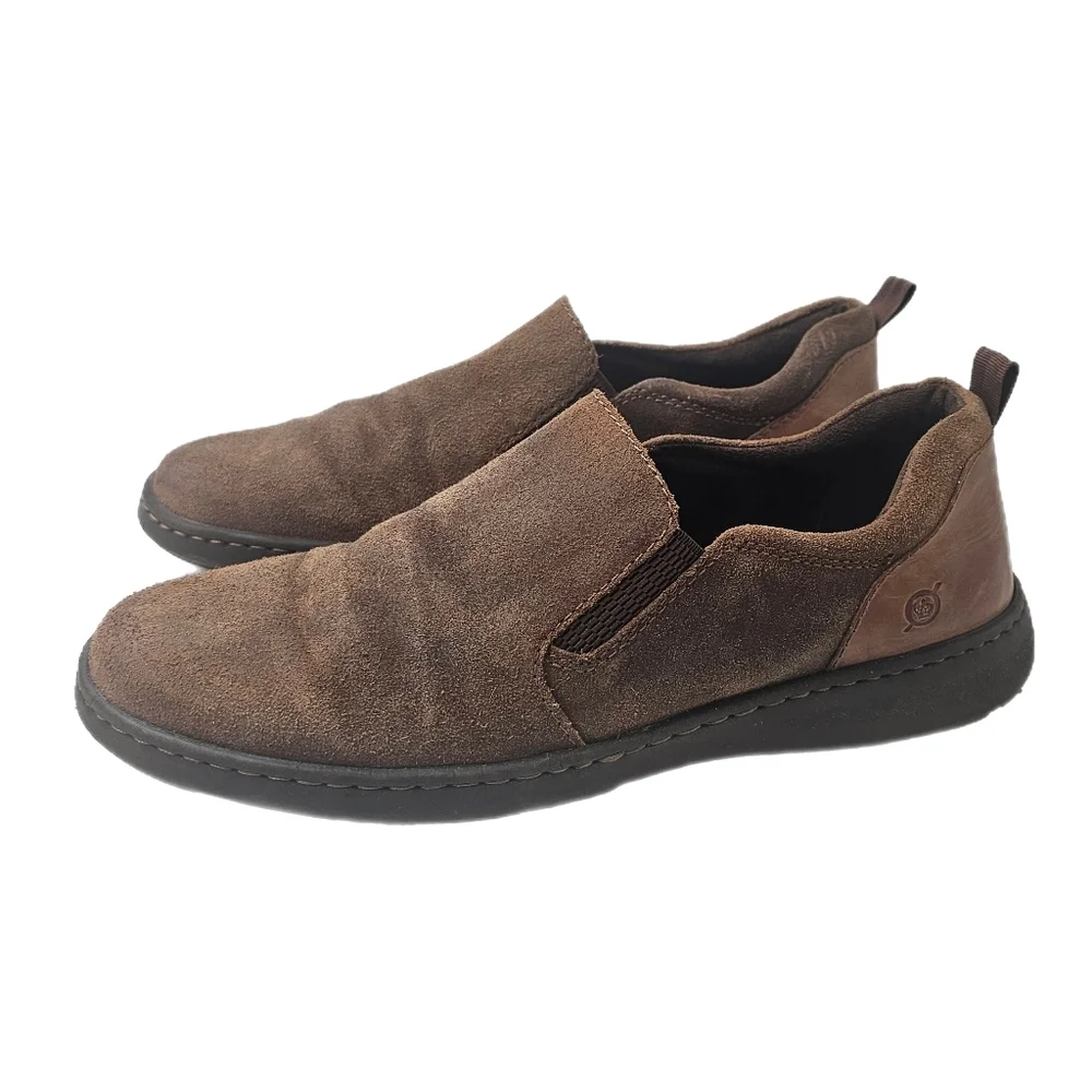 Born Morgan Suede Slip On Loafers Brown Men's Size 12 Comfort Casual